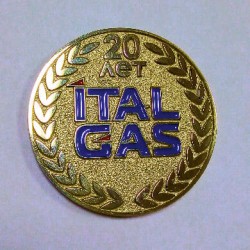 ITAL GAS 20 лет, 40х40 мм, серебро 925 пробы, позолота, эмали

 